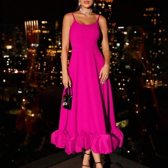MODA ME COUTURE Dresses & Skirts - Stunning Pink Ruffle Hem Cami Maxi Dress